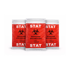 1000PCS 6x9IN STAT SPECIMEN TRANSPORT BIOHAZARD BAG, RED, ECONO-ZIP