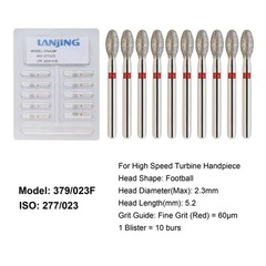 Dental Diamond Burs Football Round End Taper Coarse Fine FG High Speed 856 850