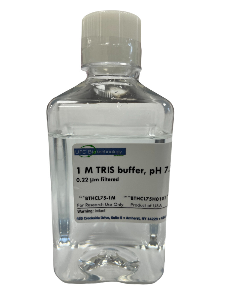 1M Tris Buffer, pH 7.5 – 0.22um Filtered – Sterile – 500mL