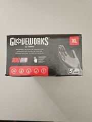 AMMEX Glove Works Nitrile Gloves, Black – XL (100 Pack).