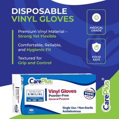 Powder-Free Clear Vinyl Gloves – 100 Count, Water-Resistant, Ambidextrous Fit