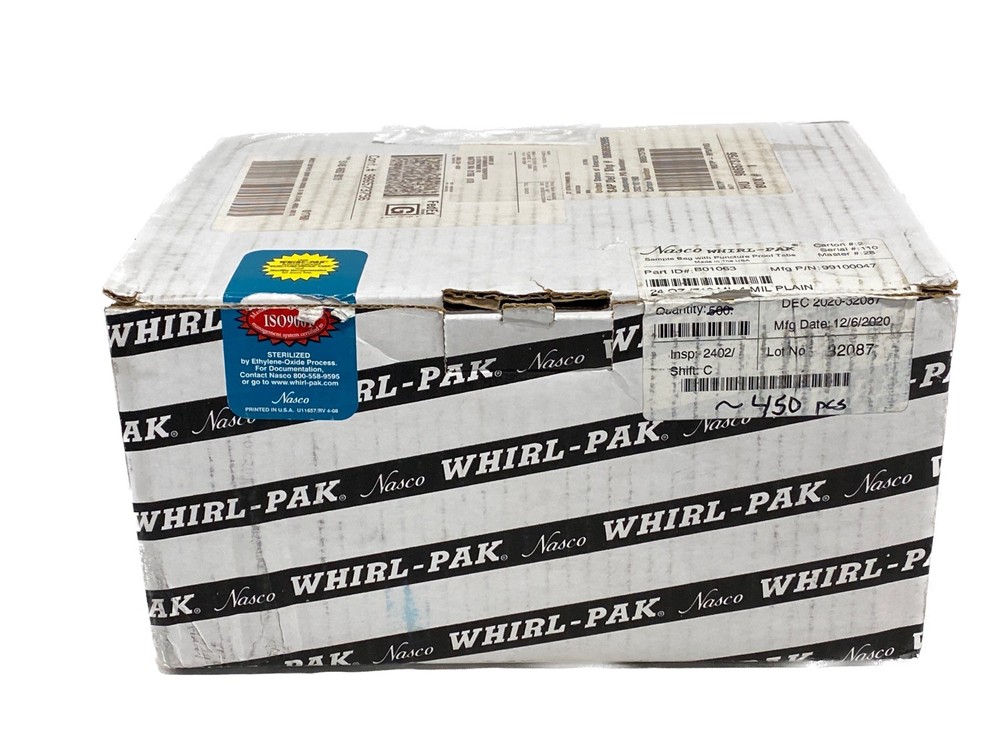 (450) NASCO Whirl-Pak 24oz Sample Bags w/ Puncture Proof Tabs 4mil 6×9″ B01063