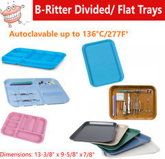 DENTAL FLAT TRAY SIZE B (RITTER) Set Up DIVIDED or F MINI, Autoclavable to 275F