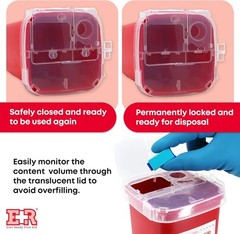 Secure 6 Count Sharps Container with Split Lid