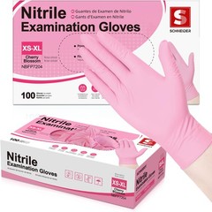 Schneider Nitrile Exam Gloves, 4-mil Medical Gloves Small, Cherry Blossom