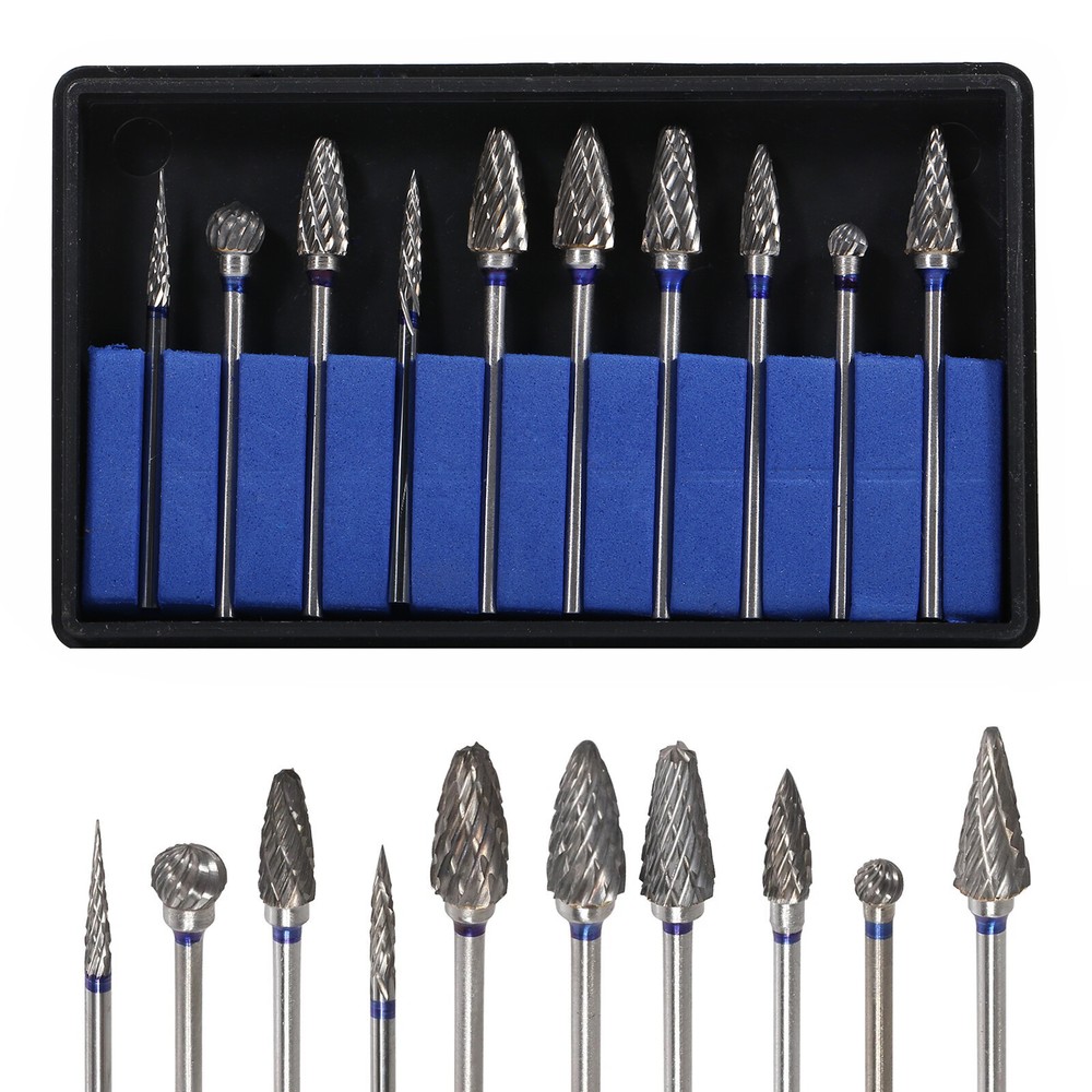 10 Pcs Dental Lab Tungsten Steel Carbide Burs Polishing Bur Drills HP 2.35mm Kit