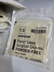 10 Packs/mckesson Size 7.5 perry latex Surgical gloves powder free 20-1075N