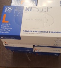NiTouch Powder Free Nitrile Disposable Gloves, Large- CASE OF 10 Boxes