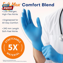 Medical Soft Max™ Nitrile Exam Gloves, 100 Count Latex-Free Powder-Free Non-Ster