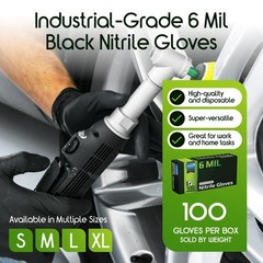 Inspire Black Nitrile Gloves Heavy Duty 6 Mil Nitrile Chemical Resistant