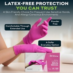 Pink Nitrile Disposable Gloves, FifthPulse 3 Mil Medical Exam Large
