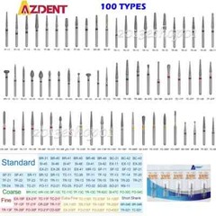 100pcs Dental Diamond Burs For High Speed Handpiece Medium Friction Grip 1.6mm