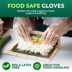 Disposable Gloves Food Handling 100 Pcs Plastic BPA Latex Free for Kitchen Safet