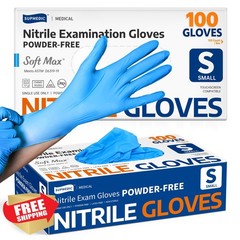 Supmedic Nitrile Gloves Blue Small, 100 Count
