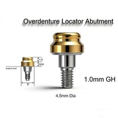 Overdenture abutment ZIMMER TSV 4.5mm Inter Hex platform zest locator system fit