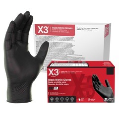 X3 Black Gloves, Disposable, Latex Free, Nitrile, for Cooking, Large,