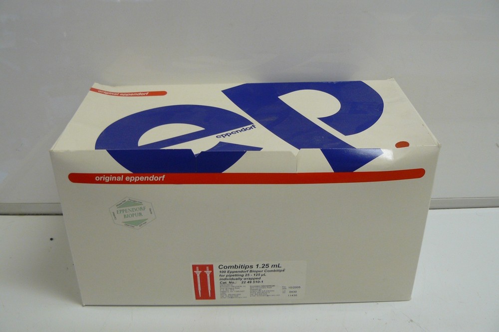 BOX OF 100 EPPENDORF COMBITIPS 22 49 510-1 1.25mL INDIVIDUALLY WRAPPED