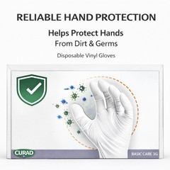 CURAD Basic Care 3G Stretch Vinyl Exam Gloves, 300 Piece, Soft Flexible Easy Fit