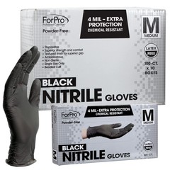 Medium Black Nitrile Gloves Disposable 1000 Count Food Safe Puncture Resistant