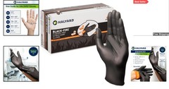 Halyard 5.5 Mil Black/Orange Nitrile Gloves – Waterproof, Disposable, 150 Count