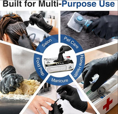 AMMEX ABNPF46100BX Medical Black Nitrile Gloves, Large – 100 Count