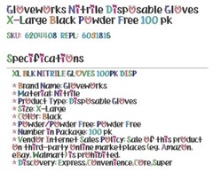 GLOVEWORKS XL Black Disposable Nitrile Industrial Gloves Powder Free 100ct