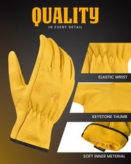First Canadian 3 Pair Heavy Duty Leather Work Gloves For Men Women