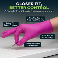 Fuchsia Hot Pink Nitrile Disposable Gloves -3 Mil Medical Exam Nitrile Gloves -P