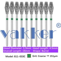 10pc Dental FG Diamond Burs for High Speed Handpiece Barrel Wheel Pear Shape