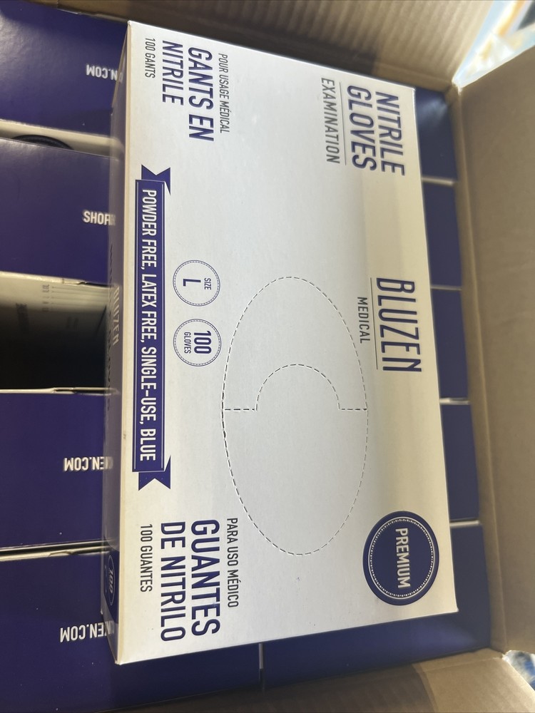 1000 Large Premium Powder Free Exam Gloves (10 Boxes of 100) Exp.2027
