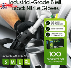 Black Nitrile Gloves HEAVY DUTY 6 Mil Nitrile Chemical Resistant Medical Cooking