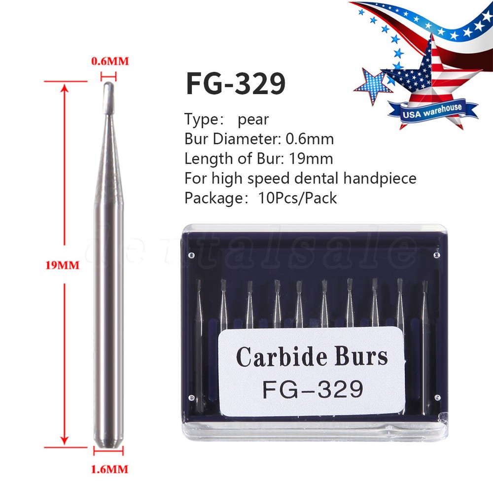 Dental Carbide Burs FG 329 Pear for High Speed Handpiece Friction Grip