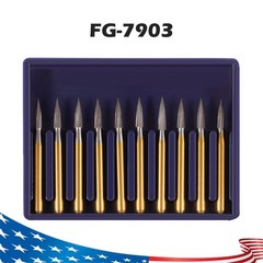 10Pcs Dental Tungsten Carbide Gold Burs Trimming & Finishing Needle Shape FG7903