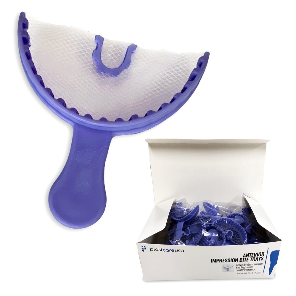 Dental Impression Bite Registration Triple Trays, Anterior, (Purple) (Box of 35)