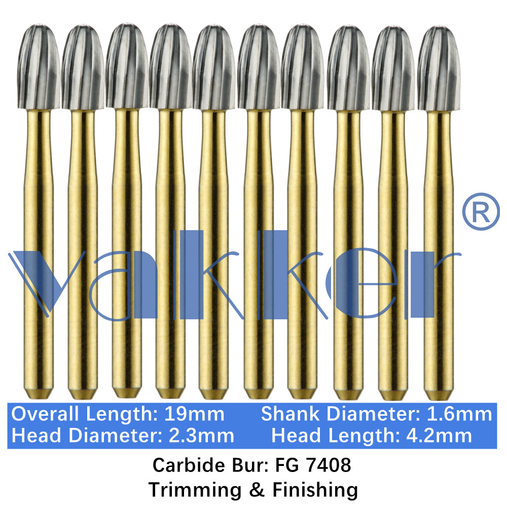 Vakker 10pc/pk Dental Egg Carbide Burs Trimming & Finishing FG7408 High Speed