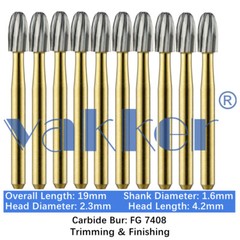 Vakker 10pc/pk Dental Egg Carbide Burs Trimming & Finishing FG7408 High Speed