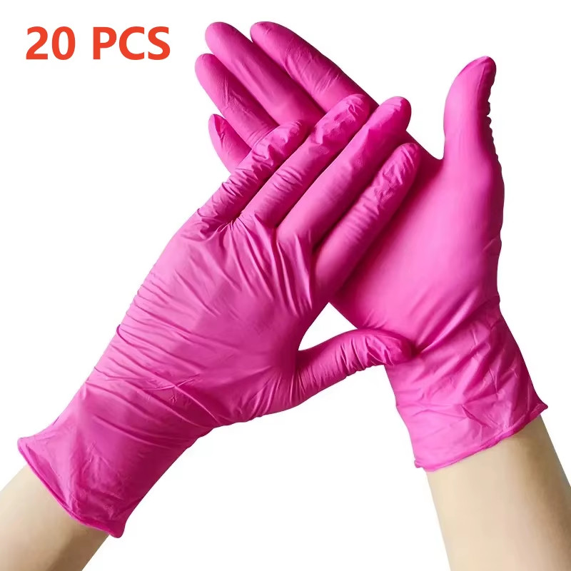 Fuchsia Nitrile Gloves Disposable Powder Latex Free 3-Mil Esthetician Tattoo BBQ