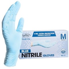 Large Pack of 100 Blue Nitrile Gloves Disposable Food Safe Latex Free 4 Mil