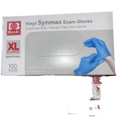 Case Basic Synmax Vinyl XL Exam Gloves, Blue – Box of 100 X 10 =1,000 Per Order