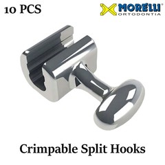 Morelli Dental Orthodontic Crimpable Split Hooks Straight Universal Ball 10 pcs