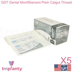 5x GDT Dental Mon0fiIament Plain Catgut Thread Collagen SteriIe Individual Packs