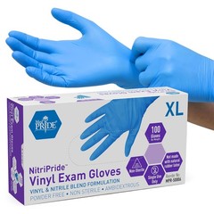 Ambidextrous Nitrile/Vinyl Blend Disposable Exam Gloves X-Large – 100 Count Pack