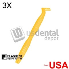 3X LOT of PLASDENT Universal Brush Handle Color: YELLOW-#8404HND-3 001-8404HND-Y