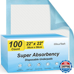 Wowflash 100 Count 22 X 22 Super Absorbency Disposable Underpads Leakproof