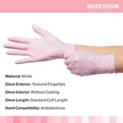 McKesson Pink Nitrile Nitrile Exam Glove Standard Cuff Length SMALL 250 per Box