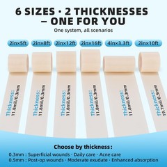 Hydrocolloid Roll Bandages, 2IN x 5FT Extra Large 2in × 5ft, Translucent