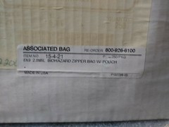 ASSOCIATED BAG ITEM # 15-4-21 6X9 BIOHAZARD ZIPPER BAG W/POUCH