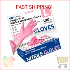 Supmedic Medical Nitrile Exam Gloves, 3.5 mil Powder-Free Food-Safe Disposable G