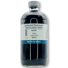 True Colloidal Platinum NanoParticles (PtNPs): 50 ppm – 500 mL in Glass