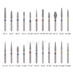 1000pcs AZDENT Dental Diamond Burs For High Speed Handpiece Friction Grip Burs